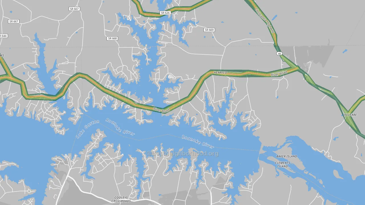 Henrico, NC Map of Noise Levels in Henrico