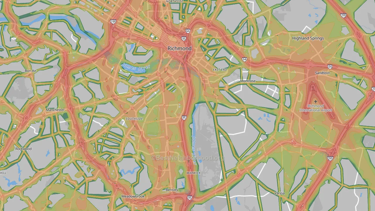 Henrico, VA Map of Noise Levels in Henrico