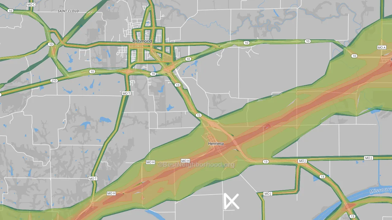 Henrietta, MO Map of Noise Levels in Henrietta