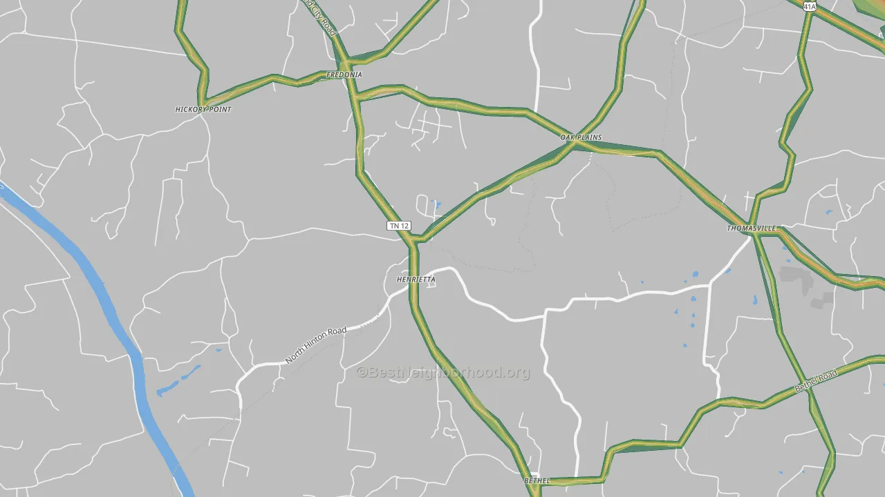 Henrietta, TN Map of Noise Levels in Henrietta
