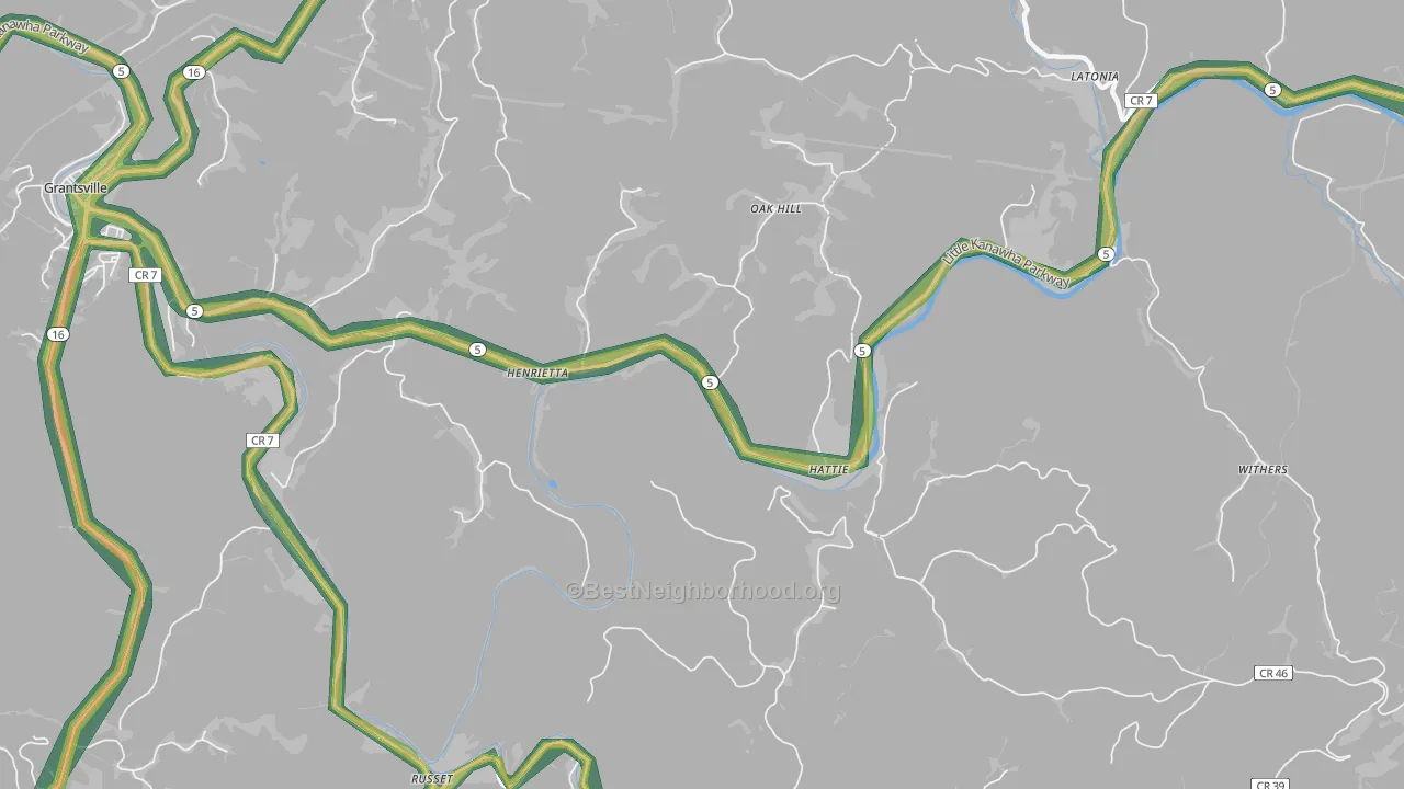 Henrietta, WV Map of Noise Levels in Henrietta