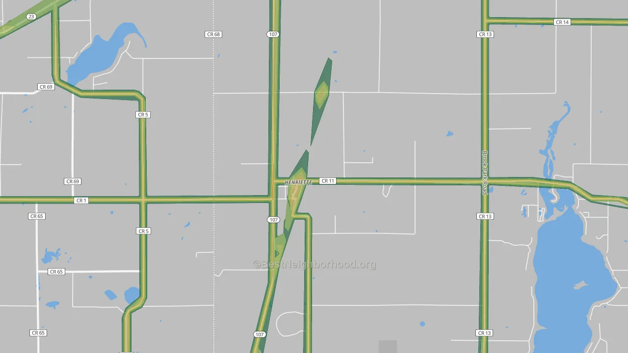 Henriette, MN Map of Noise Levels in Henriette