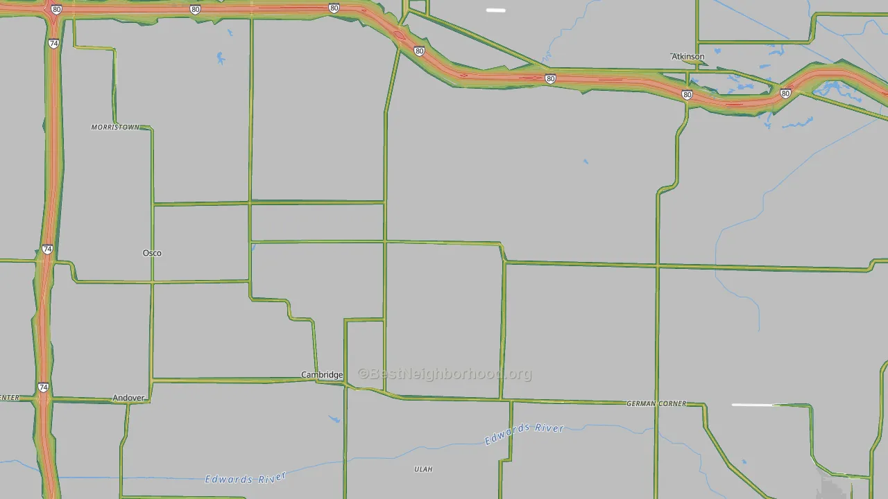 Henry County, IL Map of Noise Levels in Henry County