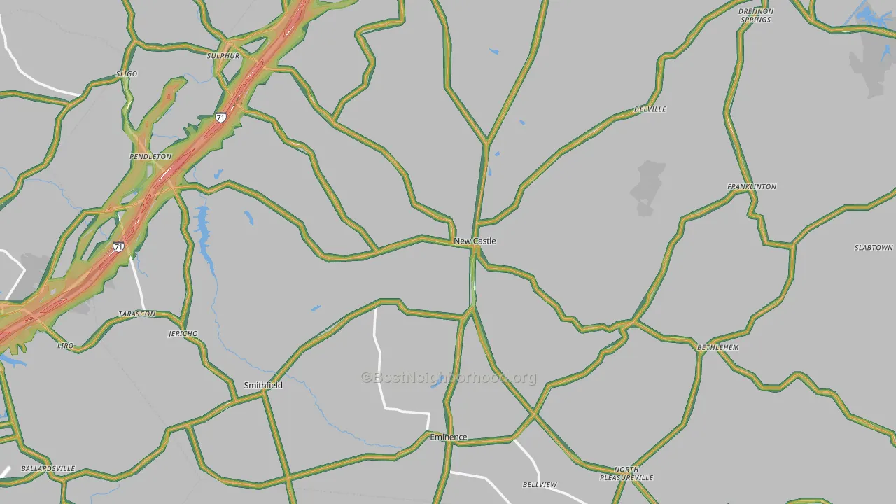 Henry County, KY Map of Noise Levels in Henry County