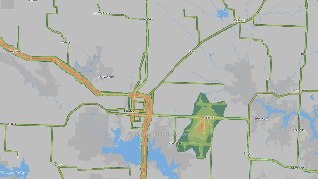 Henry County, MO Map of Noise Levels in Henry County