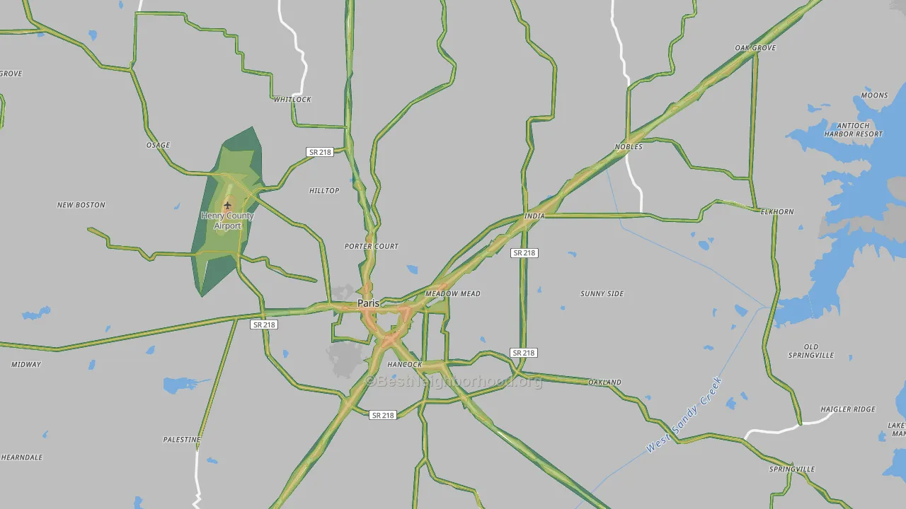 Henry County, TN Map of Noise Levels in Henry County