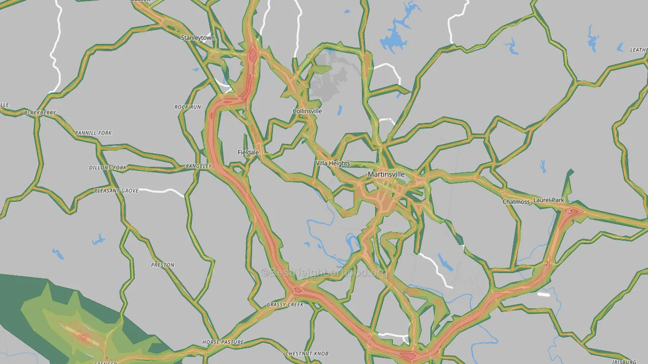 Henry County, VA Map of Noise Levels in Henry County
