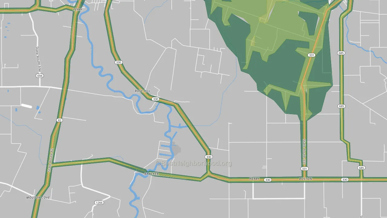 Henry, LA Map of Noise Levels in Henry
