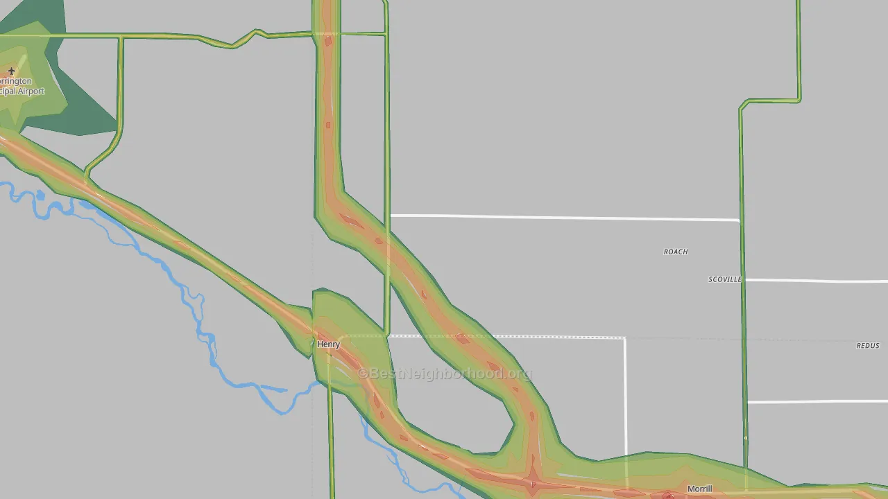 Henry, NE Map of Noise Levels in Henry