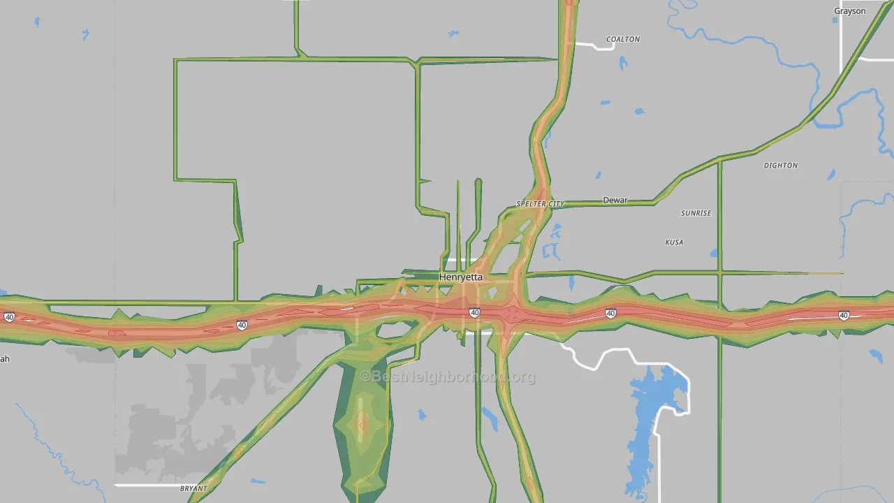 Henryetta, OK Map of Noise Levels in Henryetta