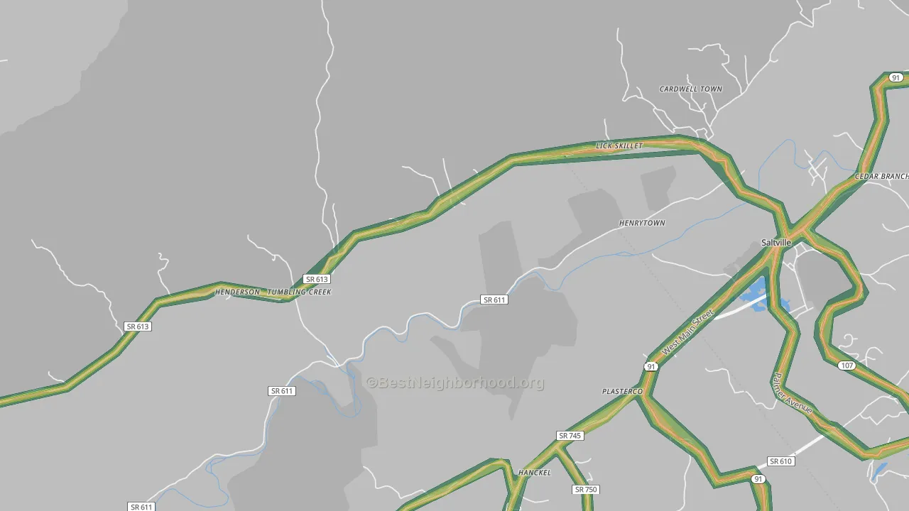 Henrytown, VA Map of Noise Levels in Henrytown