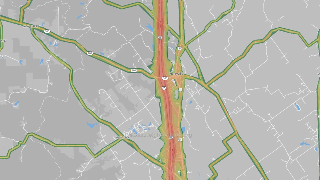 Henryville, IN Map of Noise Levels in Henryville