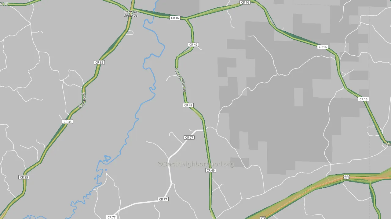 Henson Springs, AL Map of Noise Levels in Henson Springs