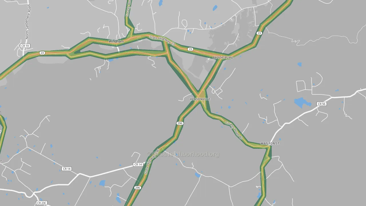 Hensonville, NY Map of Noise Levels in Hensonville