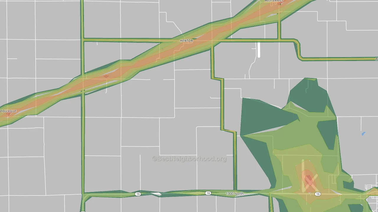 Henton, IL Map of Noise Levels in Henton