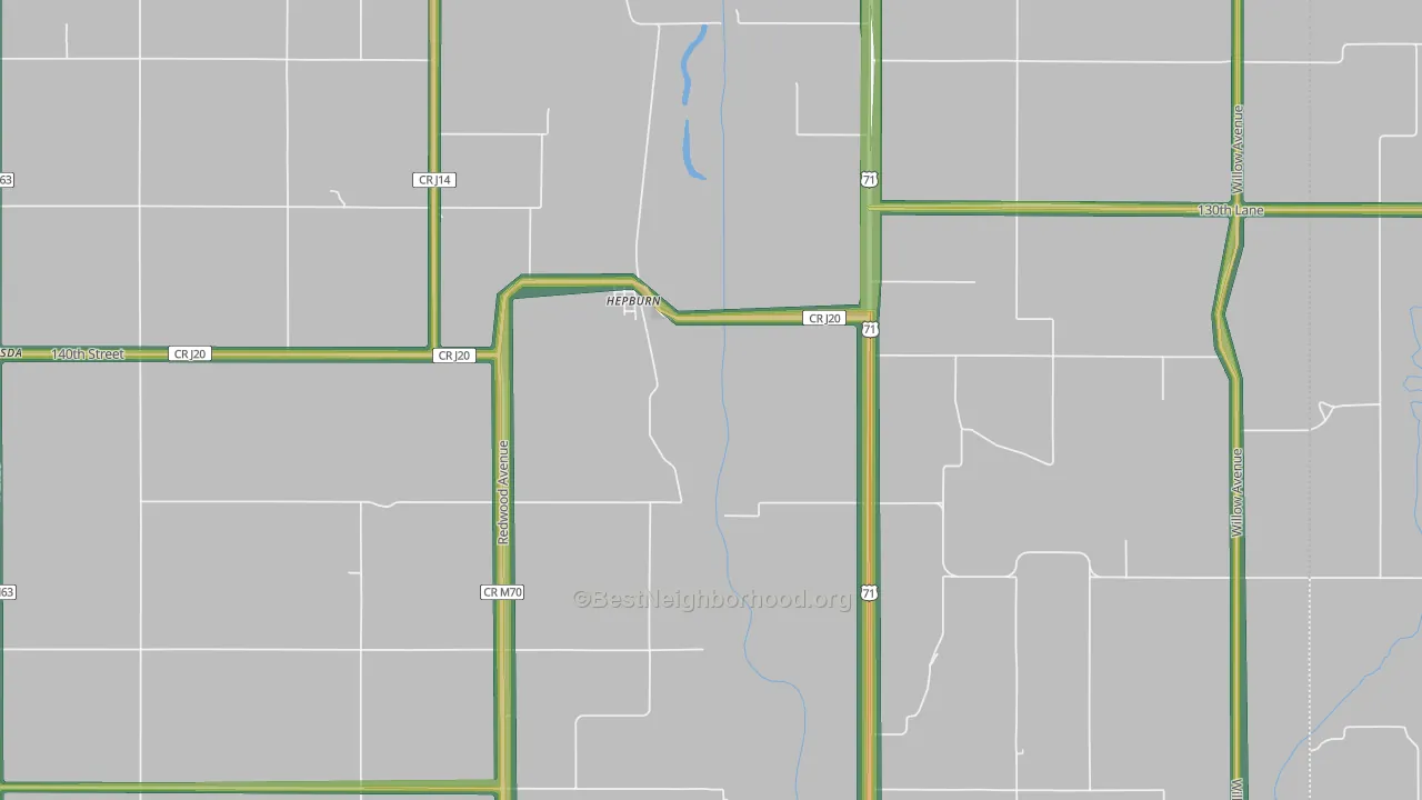 Hepburn, IA Map of Noise Levels in Hepburn