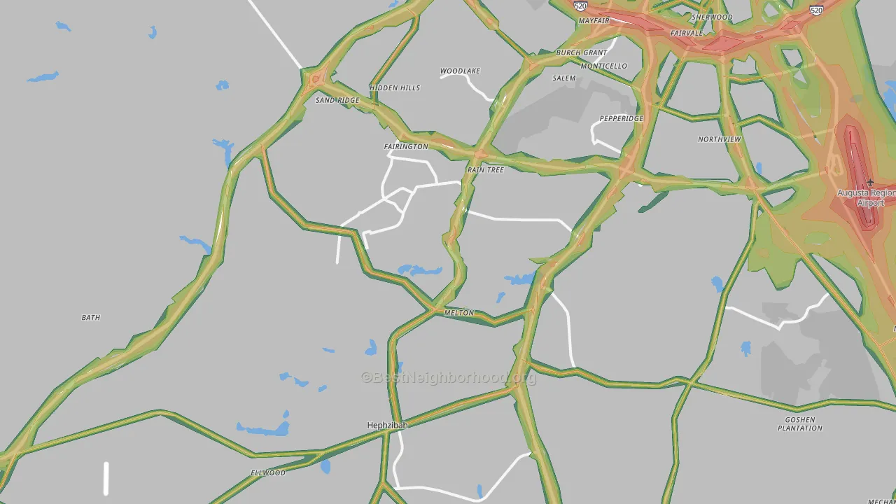 Hephzibah, GA Map of Noise Levels in Hephzibah