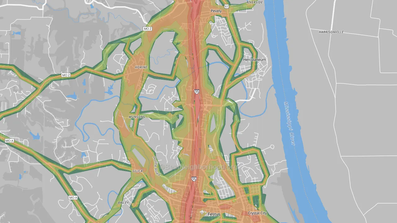 Herculaneum, MO Map of Noise Levels in Herculaneum