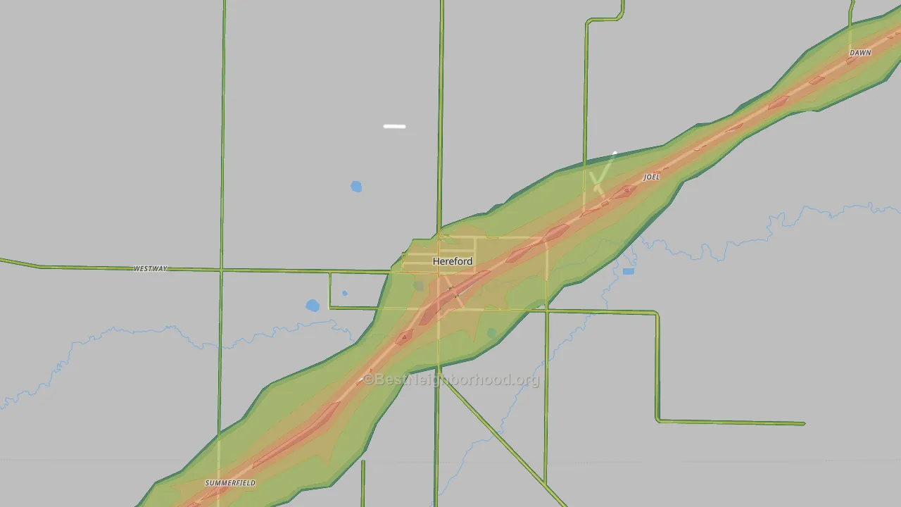 Hereford, TX Map of Noise Levels in Hereford