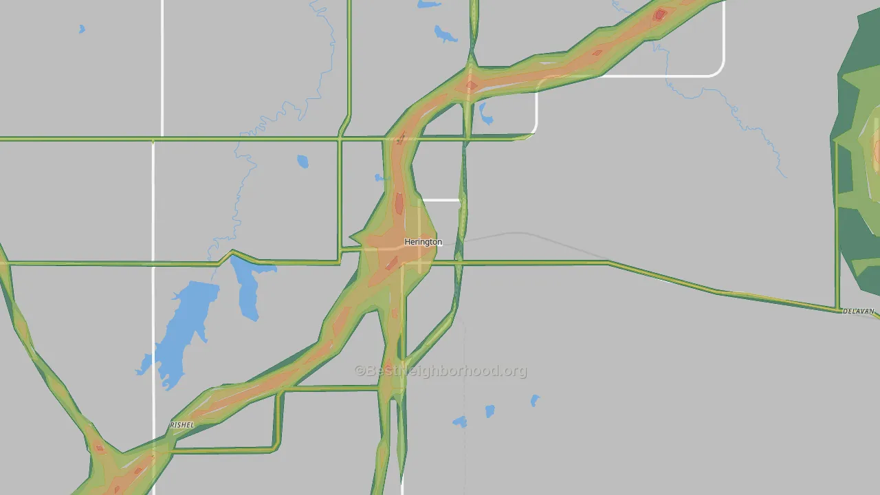 Herington, KS Map of Noise Levels in Herington