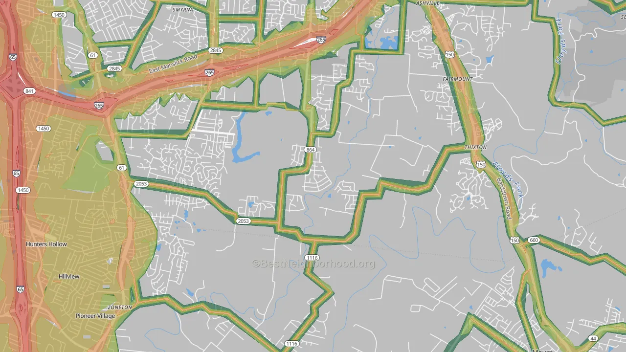 Heritage Creek, KY Map of Noise Levels in Heritage Creek