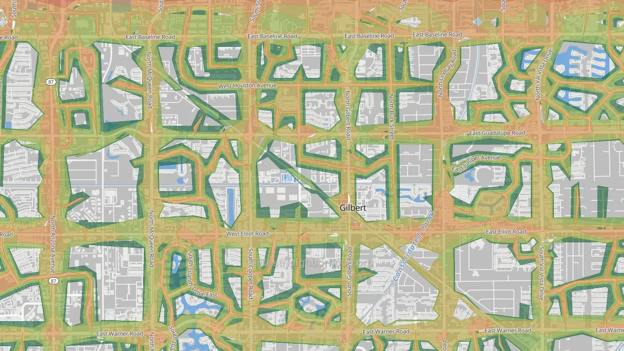 Heritage District, Gilbert, AZ Map of Noise Levels in Heritage District