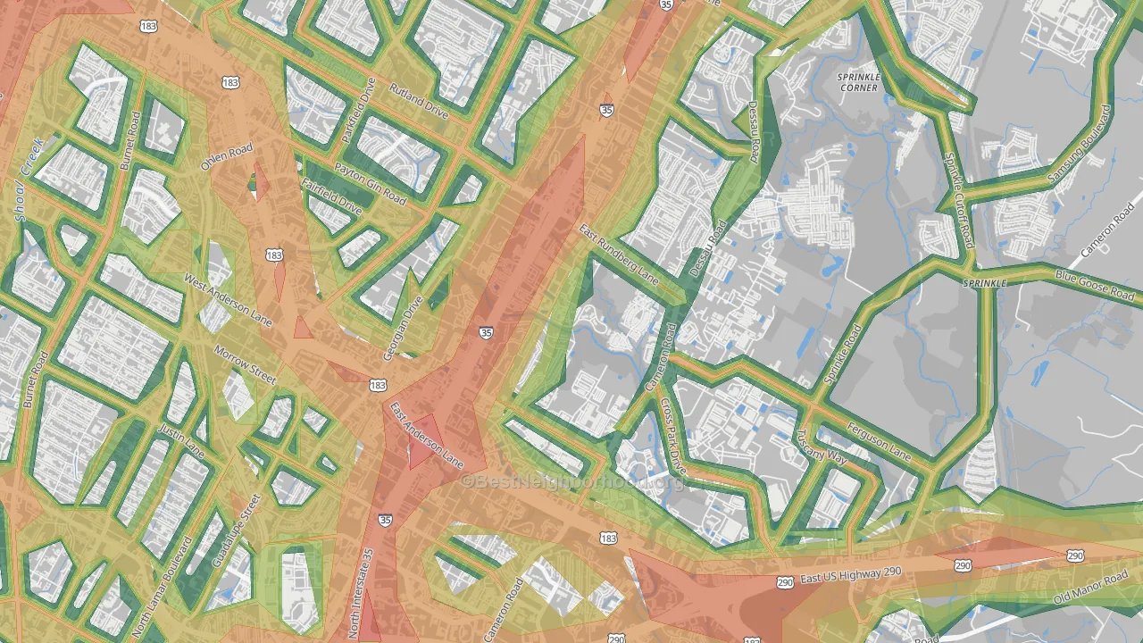 Heritage Hills, Austin, TX Map of Noise Levels in Heritage Hills