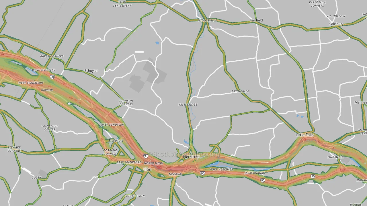 Herkimer County, NY Map of Noise Levels in Herkimer County