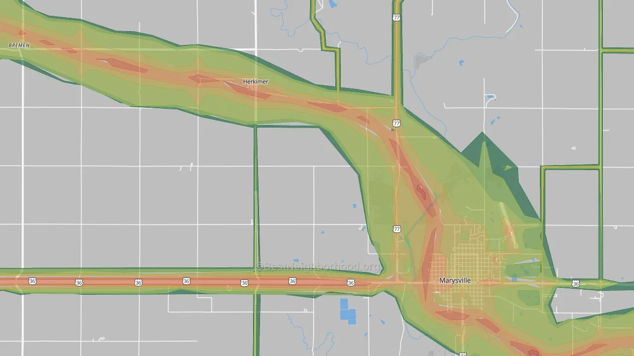 Herkimer, KS Map of Noise Levels in Herkimer
