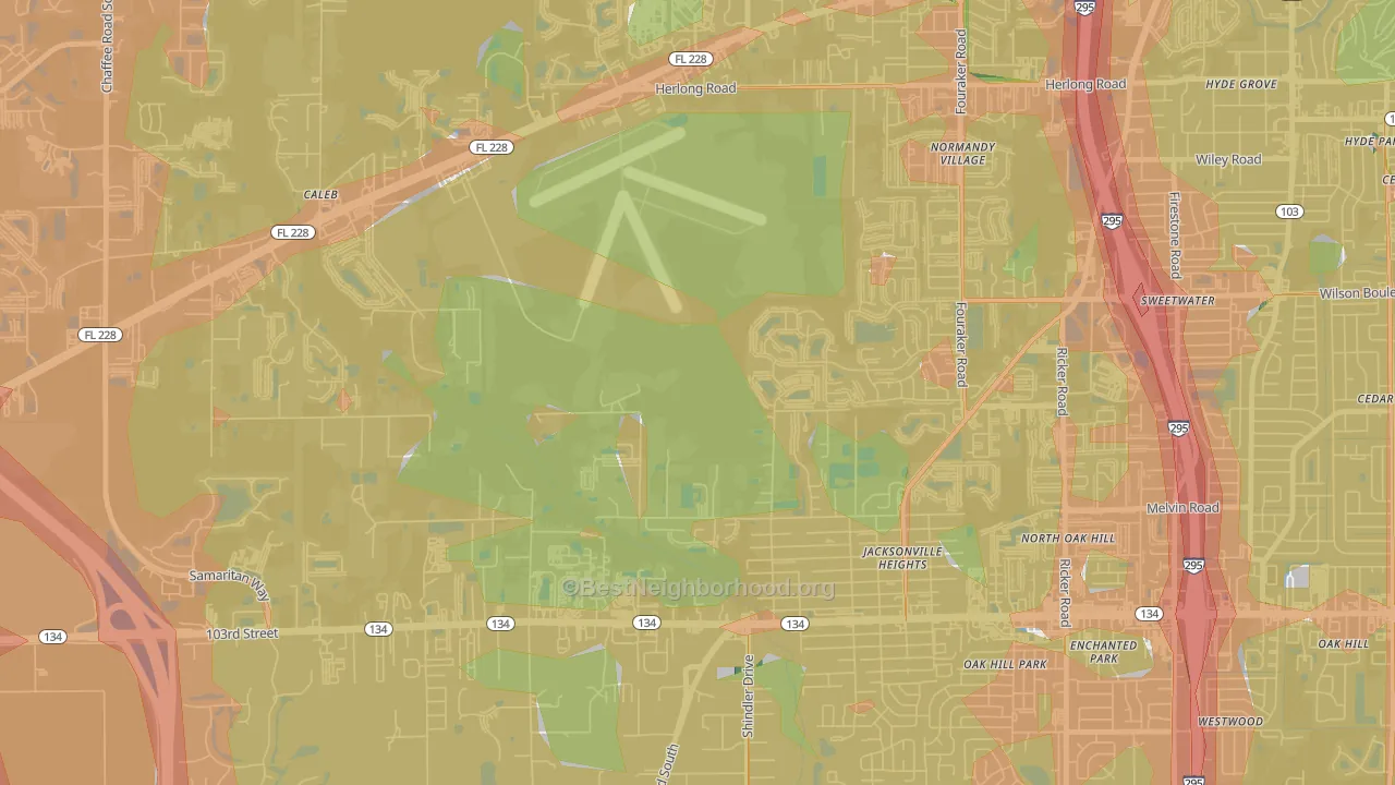 Herlong, Jacksonville, FL Map of Noise Levels in Herlong