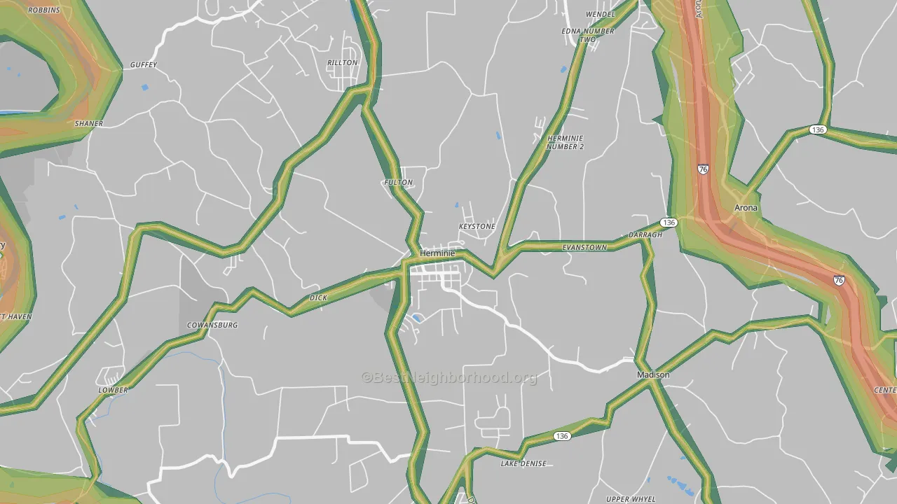 Herminie, PA Map of Noise Levels in Herminie