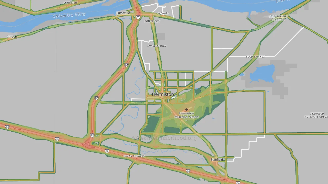 Hermiston, OR Map of Noise Levels in Hermiston