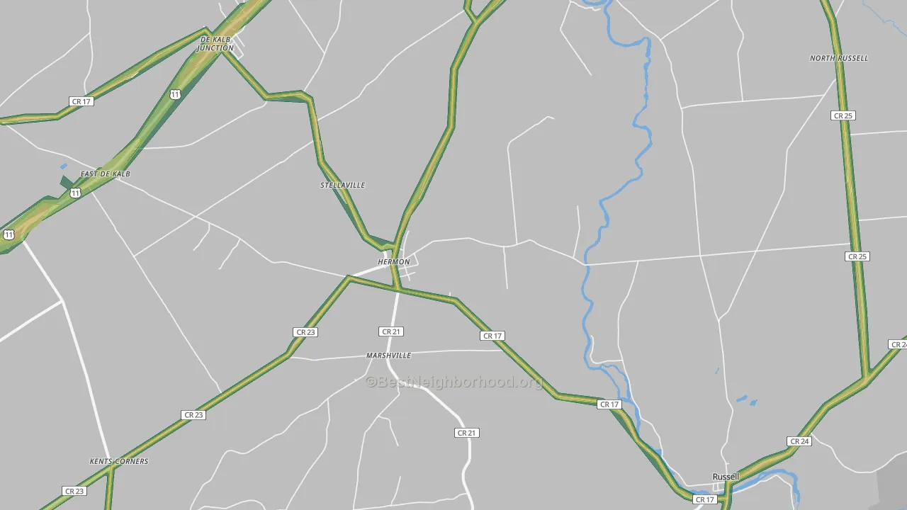Hermon, NY Map of Noise Levels in Hermon