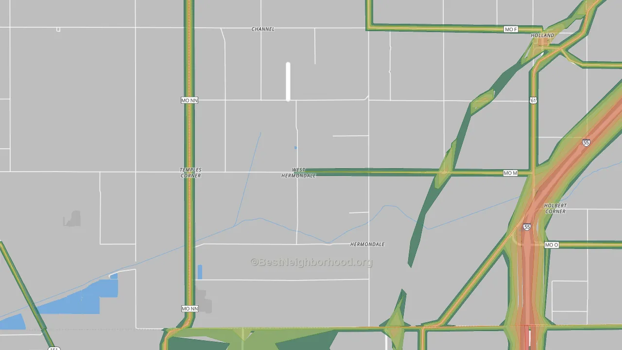 Hermondale, MO Map of Noise Levels in Hermondale