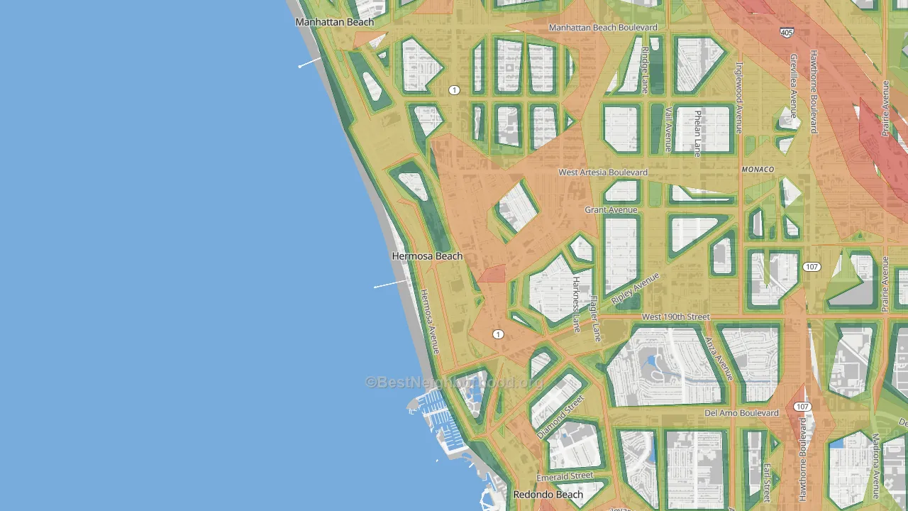 Hermosa Beach, CA Map of Noise Levels in Hermosa Beach