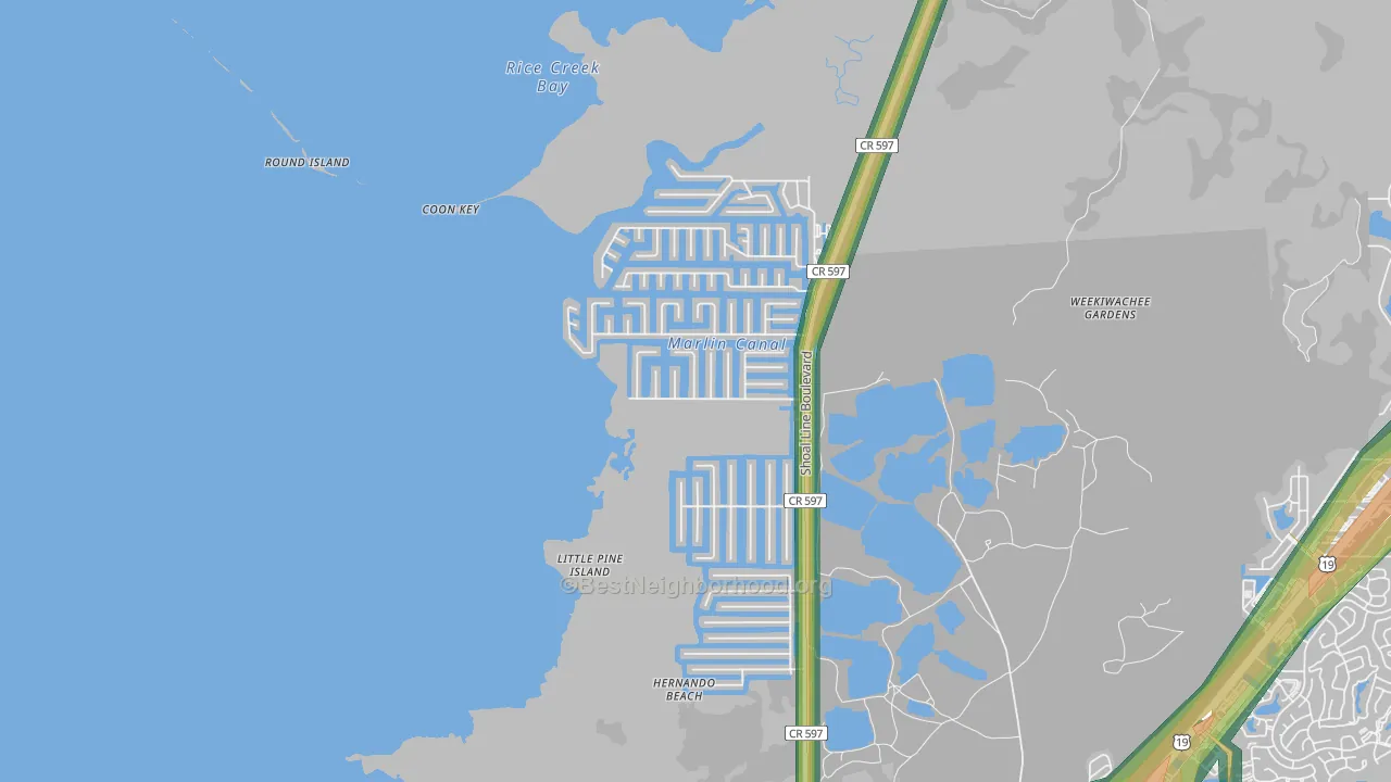 Hernando Beach, FL Map of Noise Levels in Hernando Beach