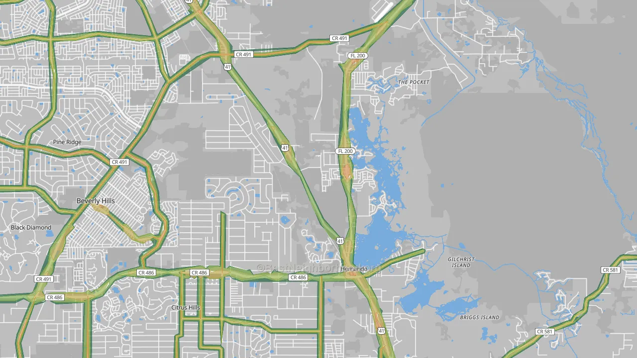 Hernando, FL Map of Noise Levels in Hernando