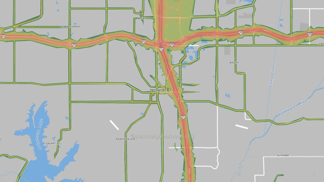 Hernando, MS Map of Noise Levels in Hernando