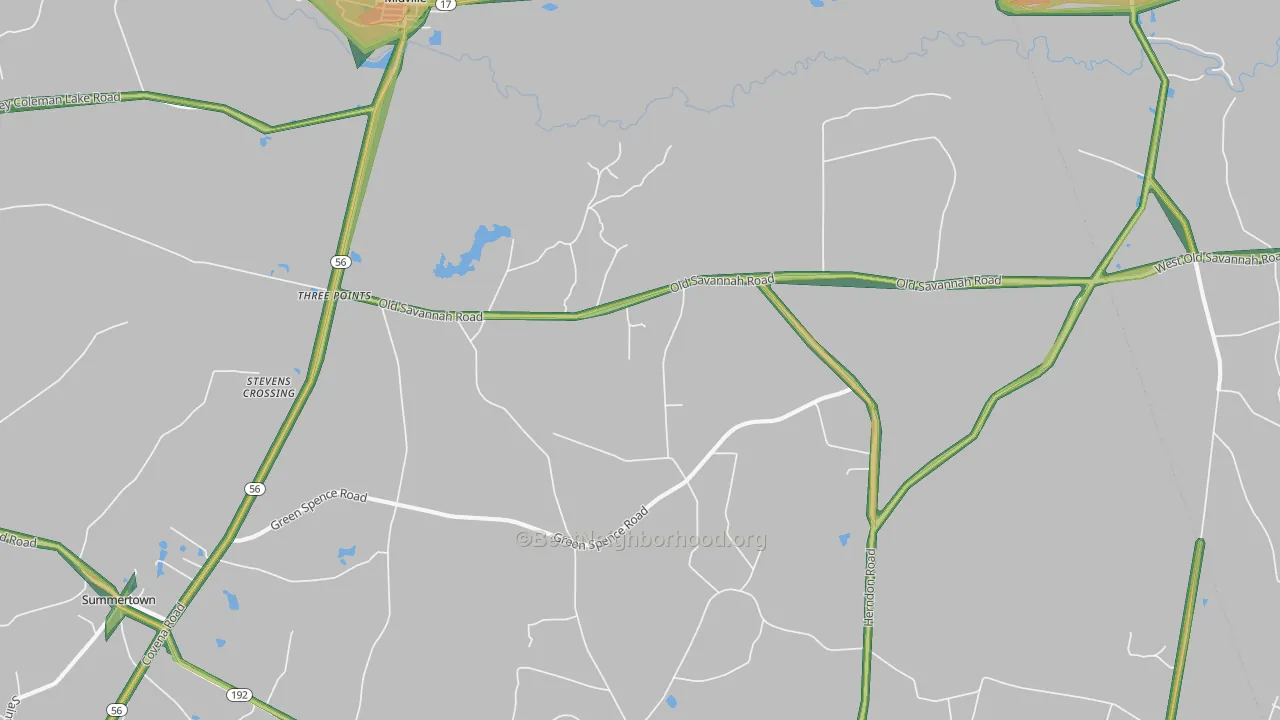 Herndon, GA Map of Noise Levels in Herndon