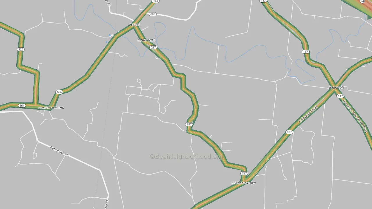 Herndon, KY Map of Noise Levels in Herndon