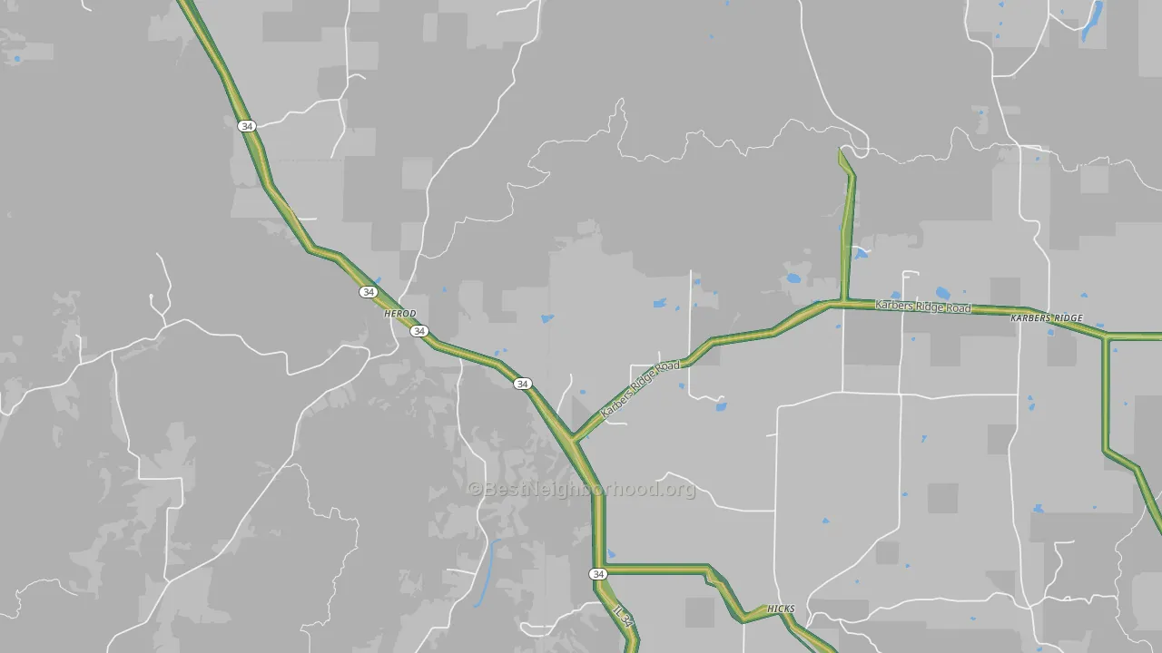 Herod, IL Map of Noise Levels in Herod
