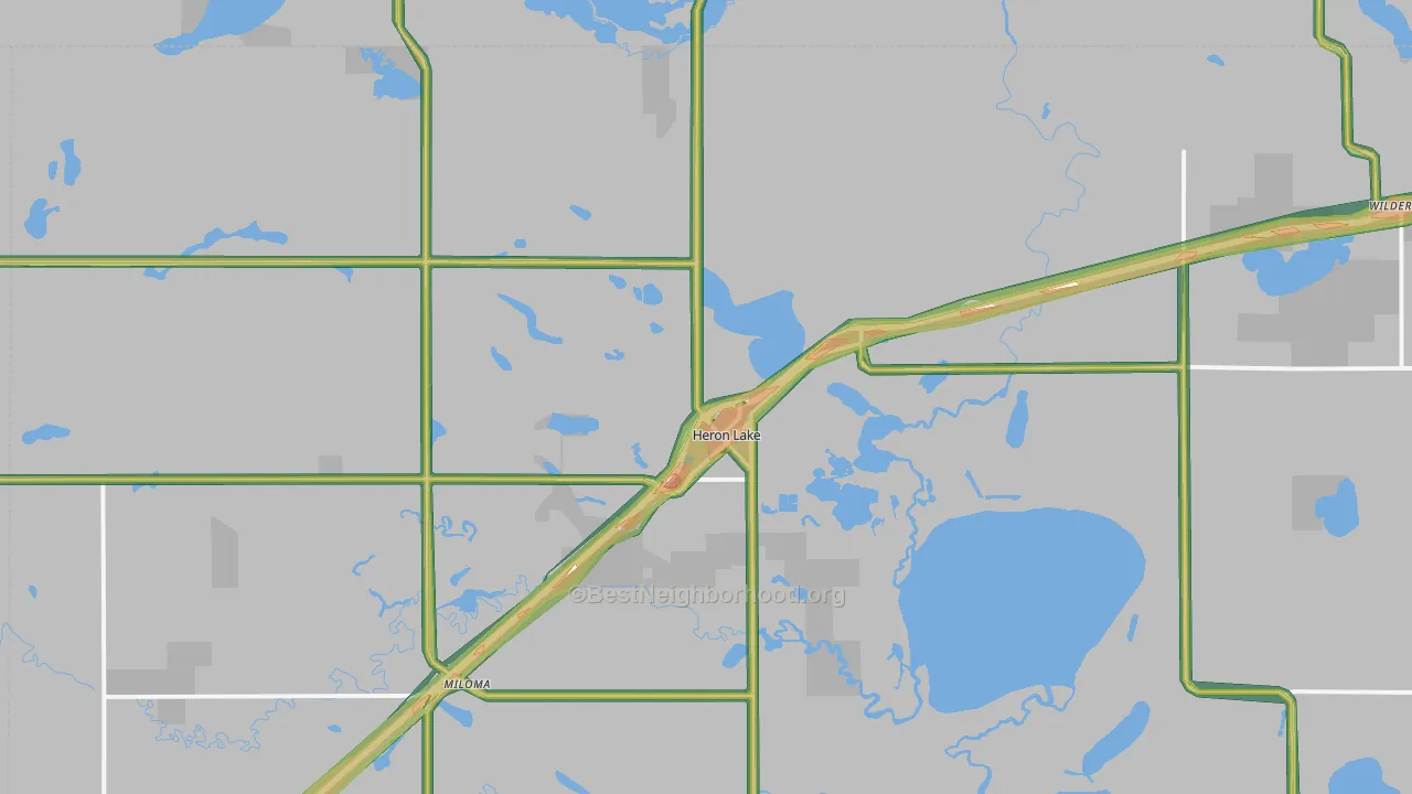 Heron Lake, MN Map of Noise Levels in Heron Lake