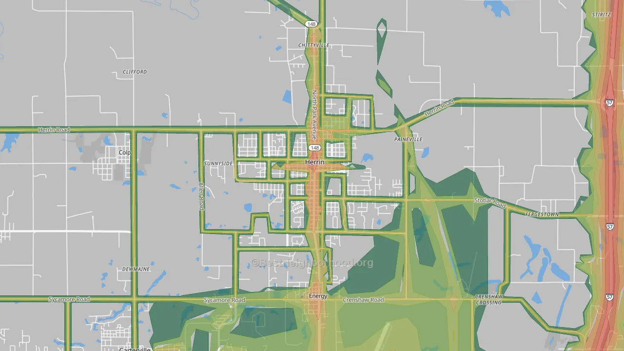 Herrin, IL Map of Noise Levels in Herrin