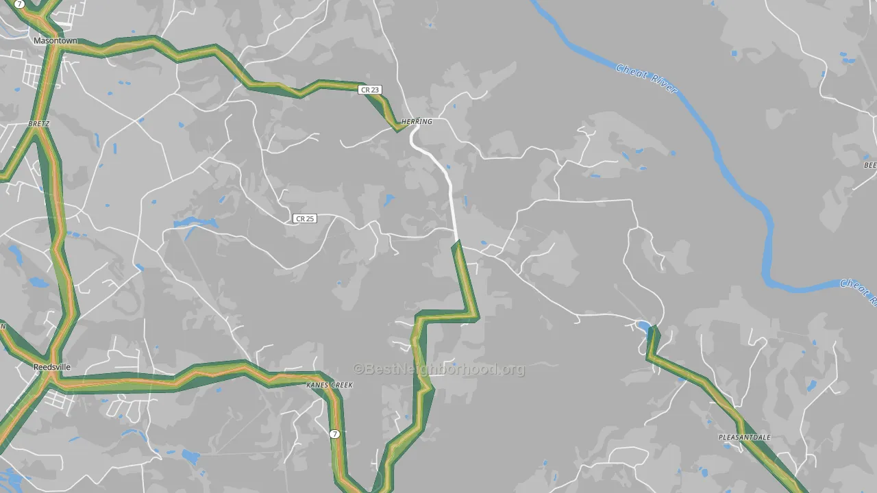 Herring, WV Map of Noise Levels in Herring
