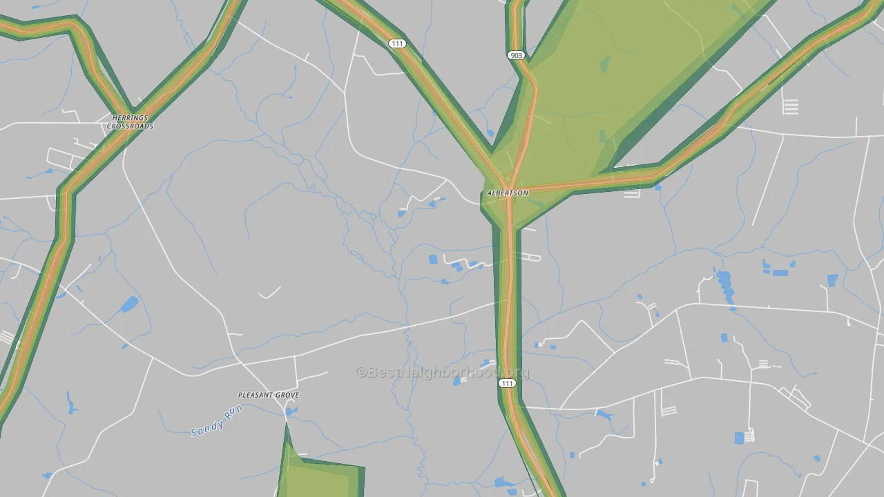Herrings Crossroads, NC Map of Noise Levels in Herrings Crossroads