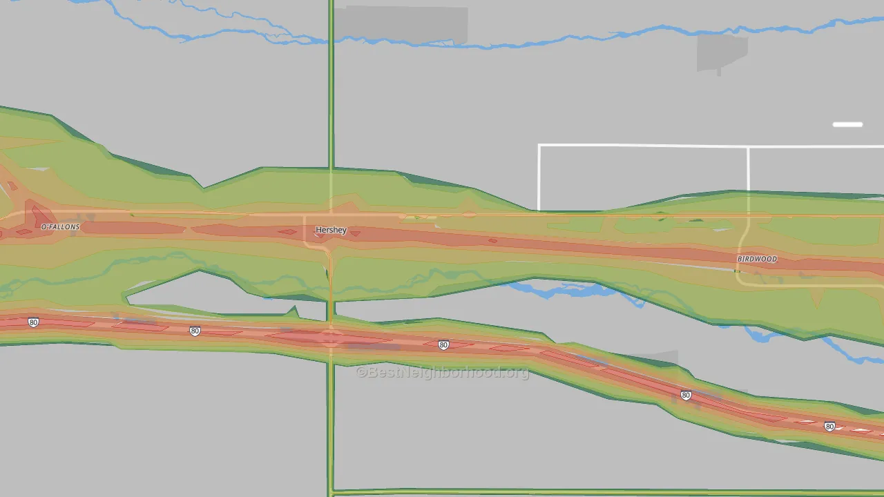 Hershey, NE Map of Noise Levels in Hershey
