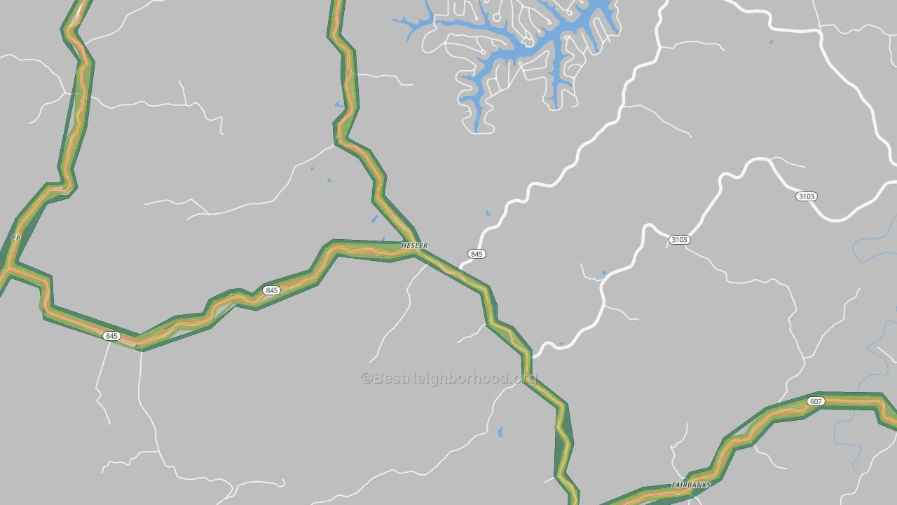 Hesler, KY Map of Noise Levels in Hesler