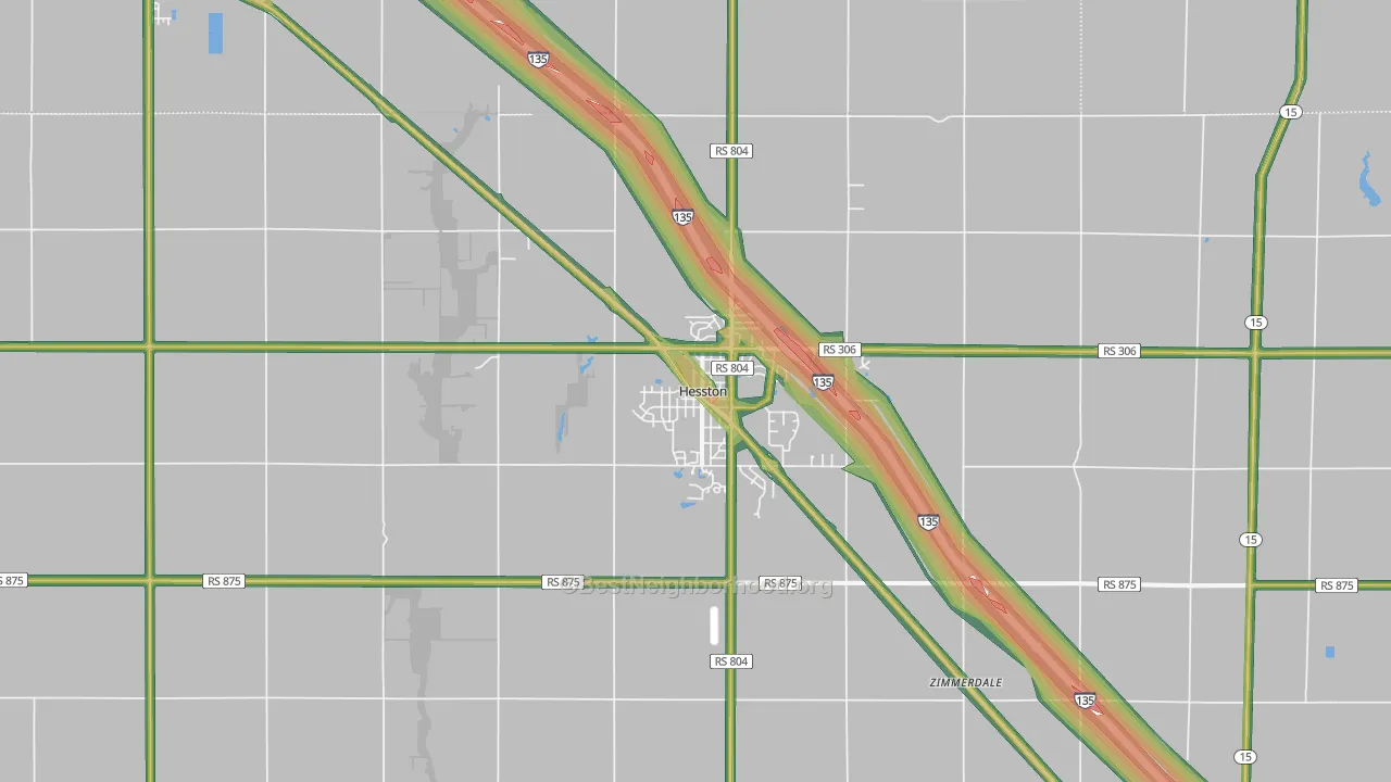 Hesston, KS Map of Noise Levels in Hesston