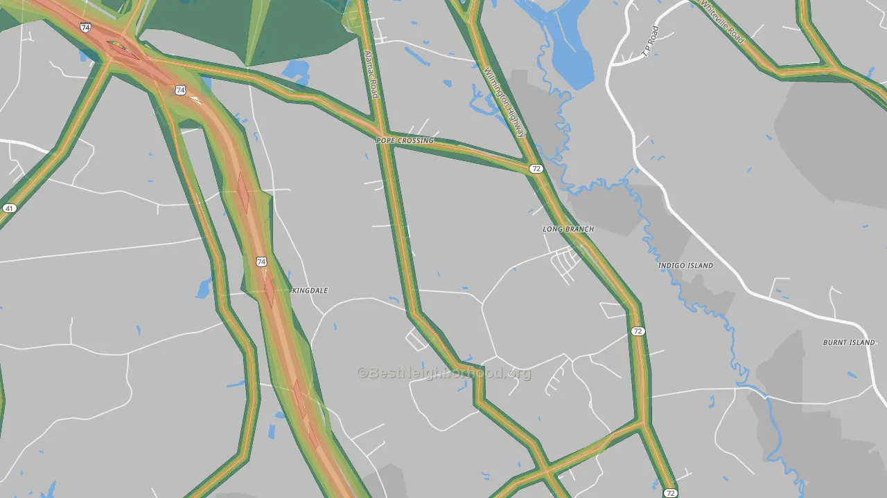 Hestertown, NC Map of Noise Levels in Hestertown