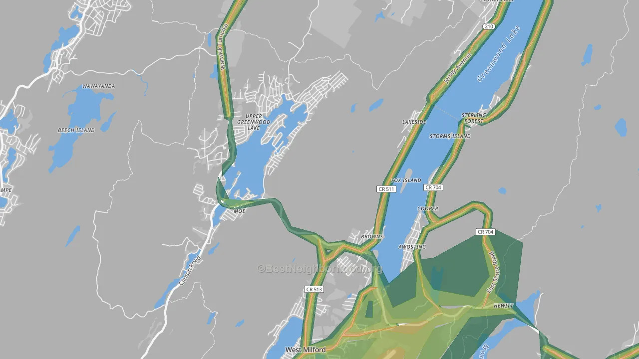 Hewitt, NJ Map of Noise Levels in Hewitt
